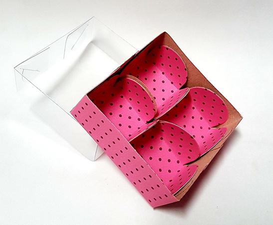 Caixa para Doces Finos Rosa Po Marrom 04 Cavidades Unidade