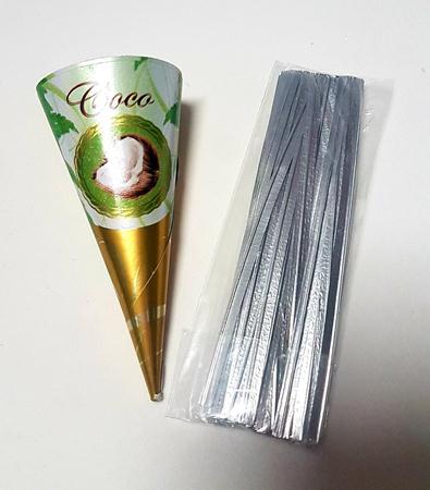Kit Mini Cone Trufado (Cone+Fecho+Envoltrio) 9cm Coco