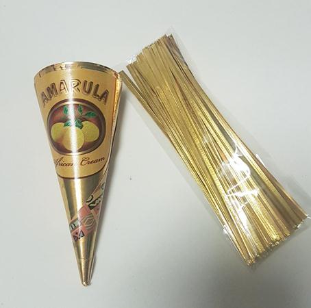 Kit Mini Cone Trufado (Cone+Fecho+Envoltrio) 9cm Amarula
