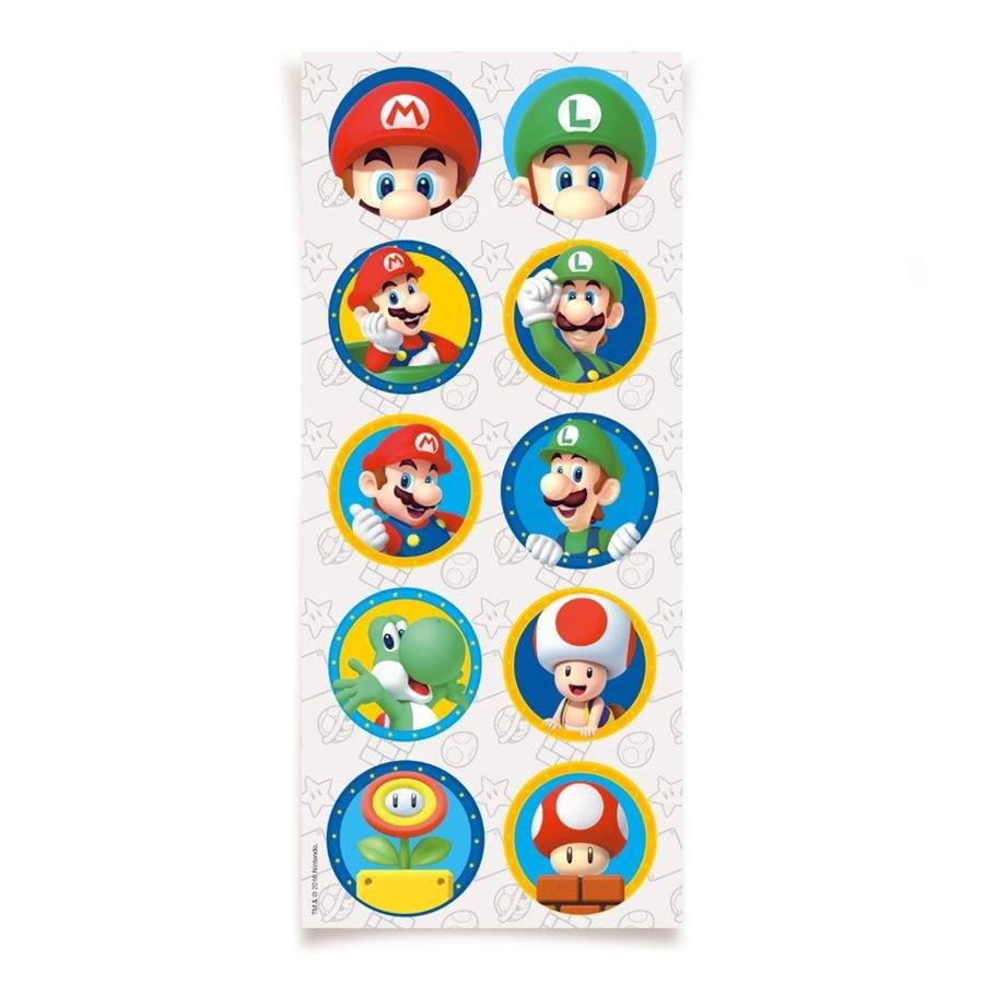 Adesivo Redondo Super Mario 30 Unidades