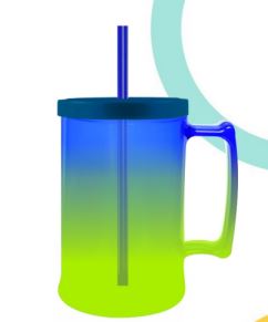 Caneca Chopp Bicolor Com Tampa Amarelo e Azul 500ml Unidade