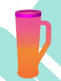 Caneca Slim Bicolor Rosa e Laranja 400ml Unidade