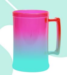 Caneca Chopp Bicolor Rosa e Tiffany 500ml Unidade