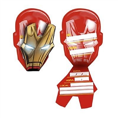 Convite Grande Iron Man Assemble 08 Unidades