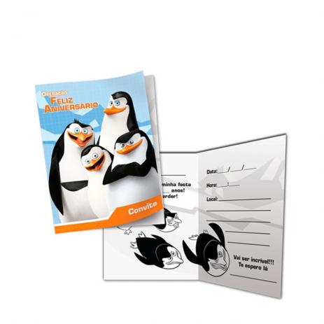 Convite Pinguins 08 Unidades