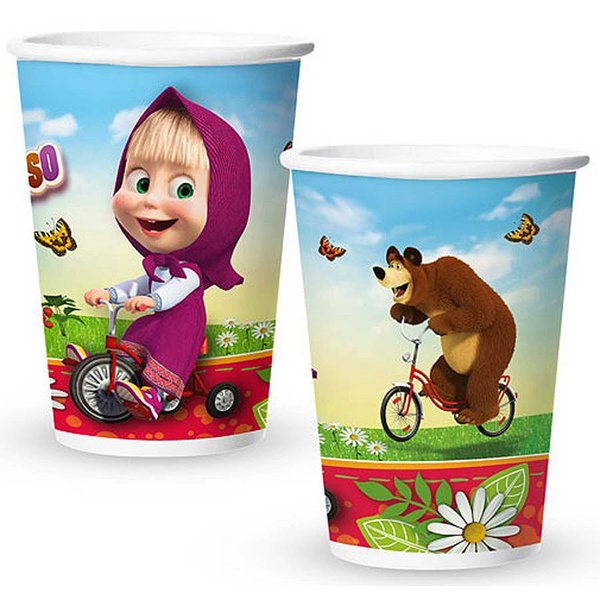 Copo Papel Masha E O Urso 180ml 08 unidades
