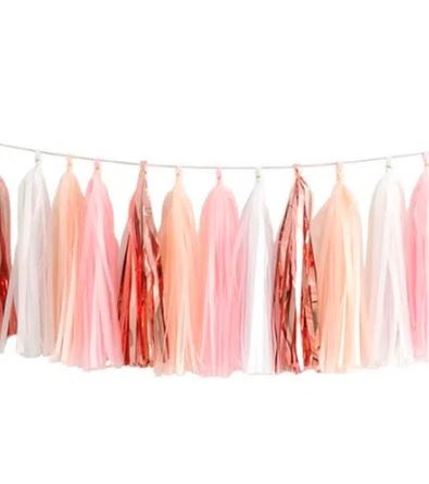 Varal Pompom De Franjas 2,5m Rose Gold Unidade