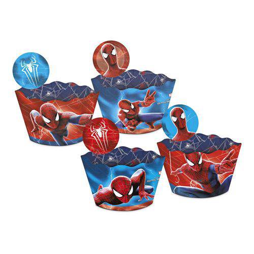Cupcake Wrapper Com Enfeite Amazing Spider 12 Unidades