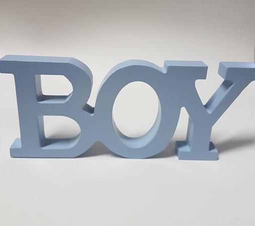 Palavra Boy Mdf Azul Claro