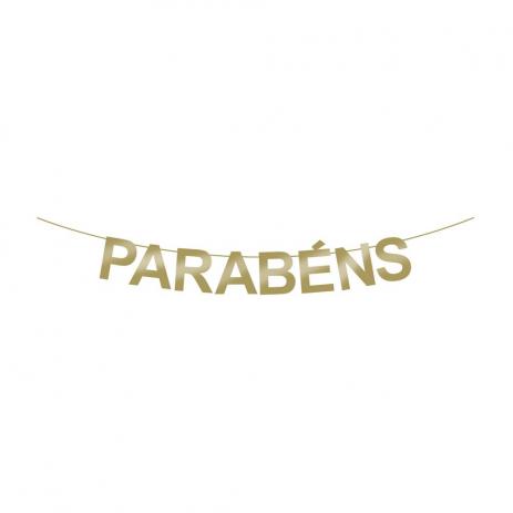 Faixa Decorativa Parabns Dourado