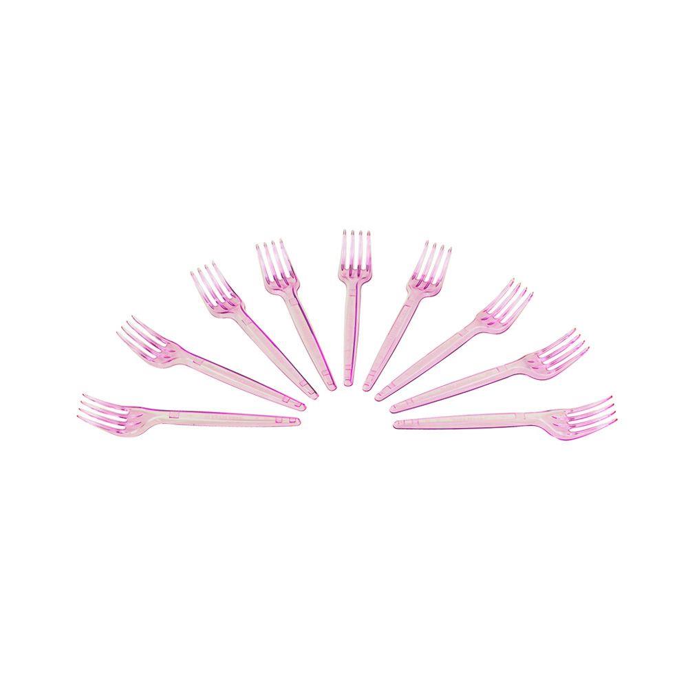 Garfo Plstico Sobremesa Rosa Glass