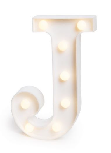 Luminoso Led Plstico Letra J