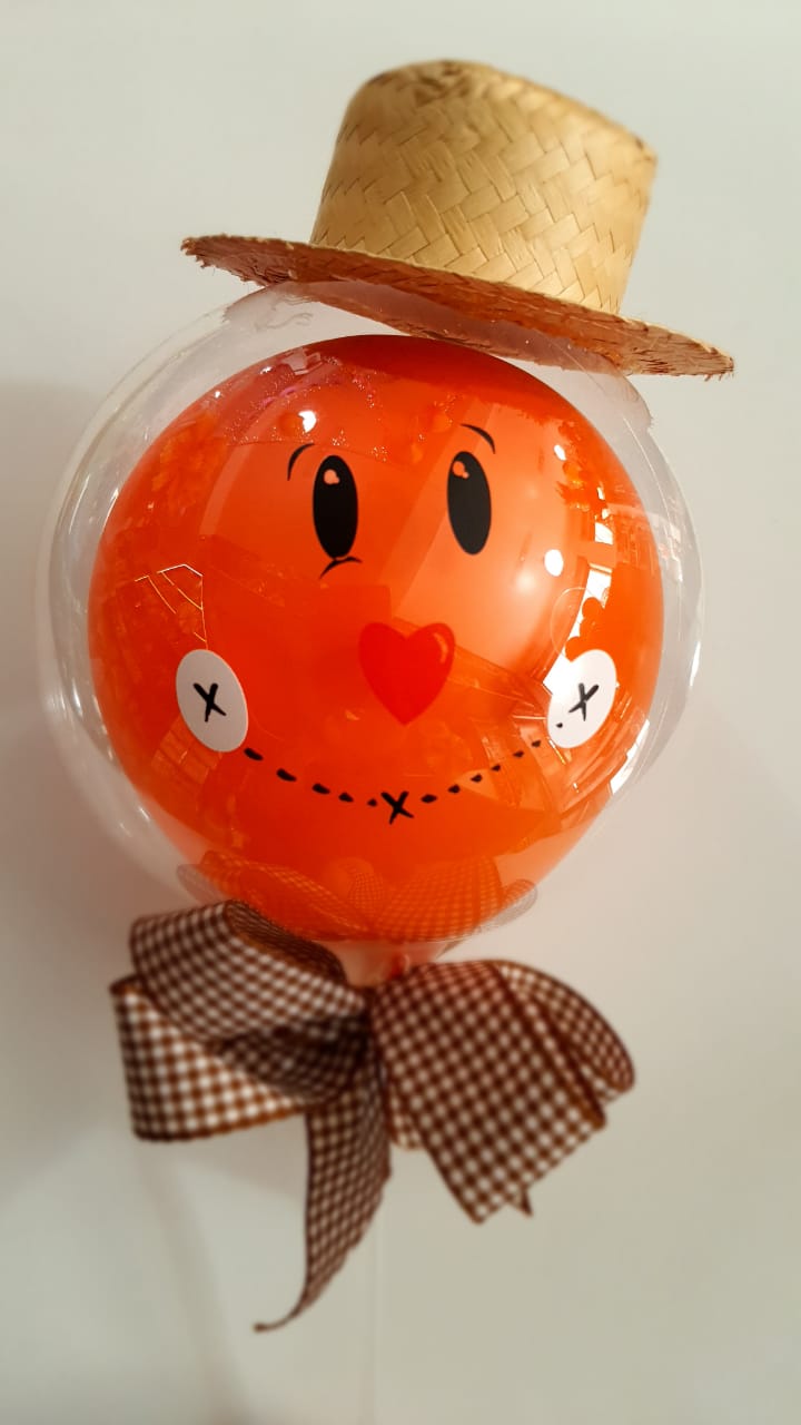 Mini Topo de Bolo Bubble 15cm Festa Junina Espantalho Unidade