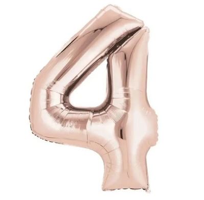 Balo Metalizado 1 Metro Nmero 4 Rose Gold Unidade