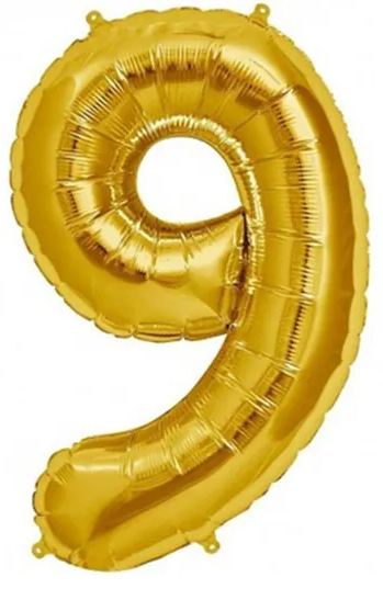 Balo Metalizado 70cm Nmero 9 Dourado Unidade