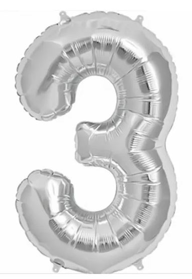 Balo Number 16 Polegadas Prata 3 Unidade