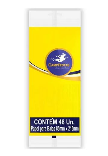 Papel De Bala Simples Amarelo 48 Unidades