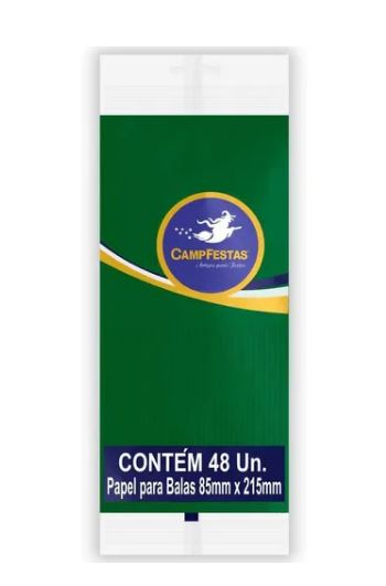 Papel De Bala Simples Verde Bandeira 48 Unidades