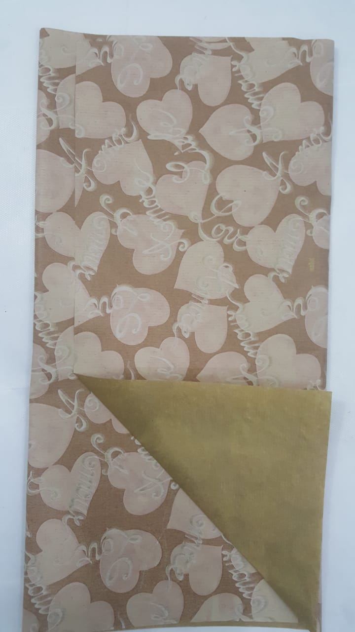 Papel Kraft Dupla Face  69x70 Corao Dourado Unidade