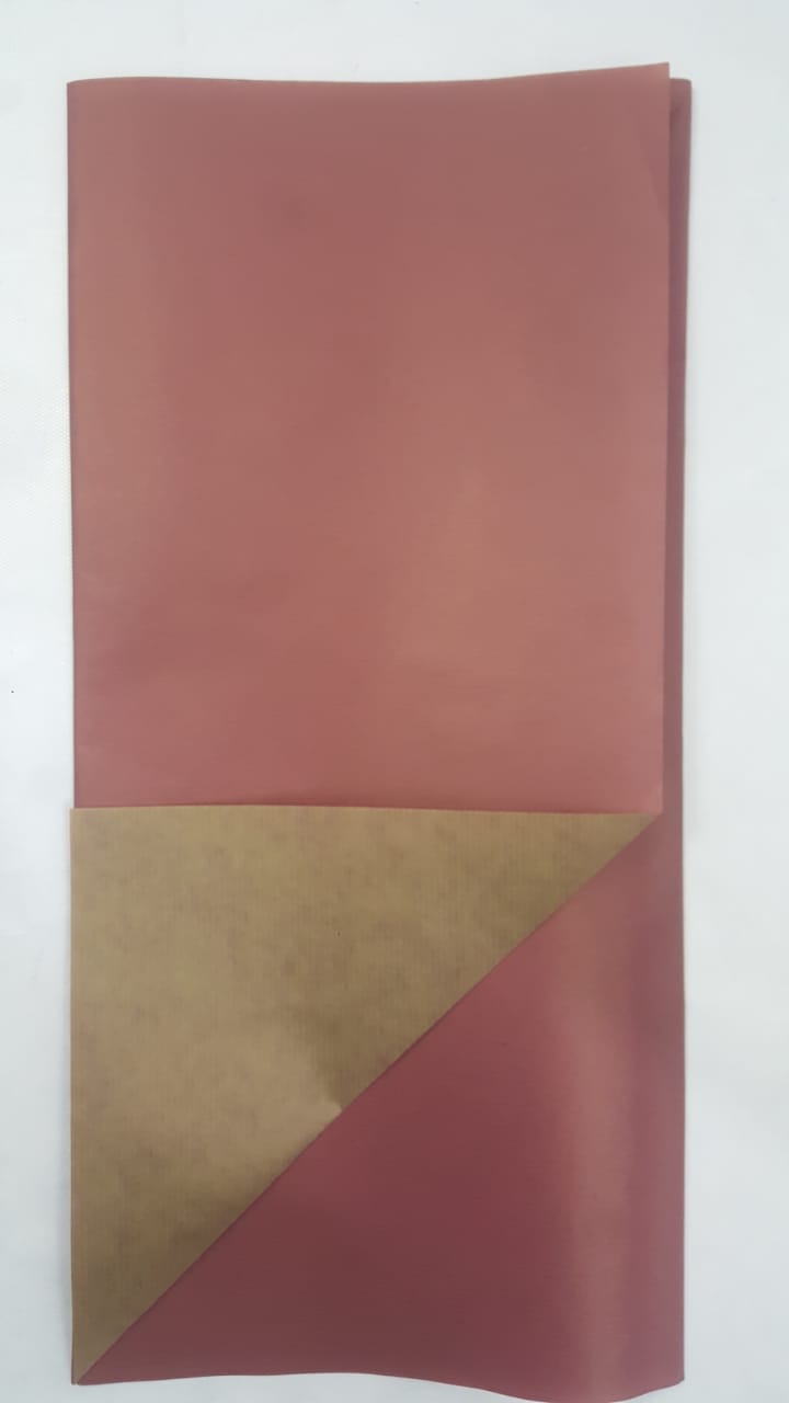 Papel Kraft Dupla Face 49x69 Marsala Dourado Unidade