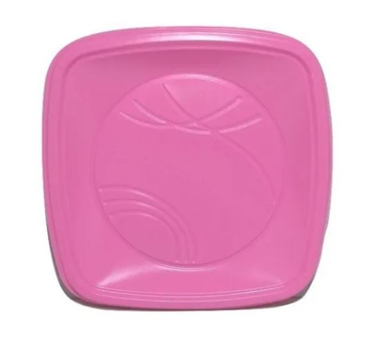 Prato Quadrado 15cm Rosa 10 Unidades