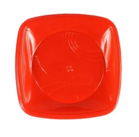 Prato Quadrado 21cm Vermelho 10 Unidades