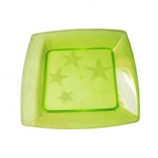 Prato 15 cm Acrlico Square Pequeno Amarelo 10 Unidades