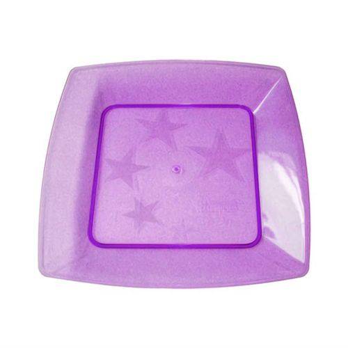Prato 15 cm Acrlico Square Pequeno Lils 10 Unidades