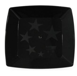 Prato 21 cm Acrlico Square Grande Preto 10 Unidades