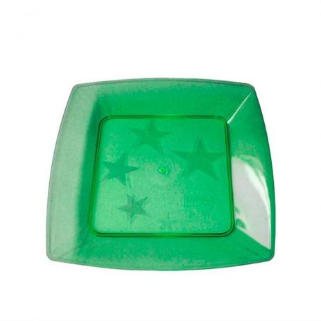 Prato 15 cm Acrlico Square Pequeno Verde Escuro 10 Unidades