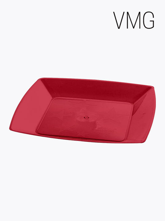 Prato 15 cm Acrlico Square Pequeno Vermelho 10 Unidades
