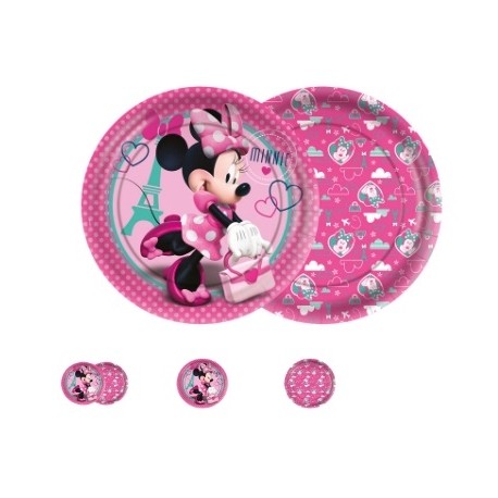 Prato Minnie Rosa 18cm 08 Unidades