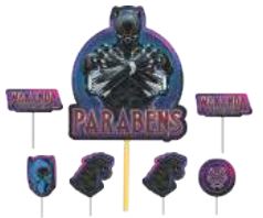 Topo De Bolo Pantera Negra 07 Itens