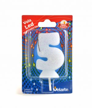 Vela Nmero Led 5 Branca