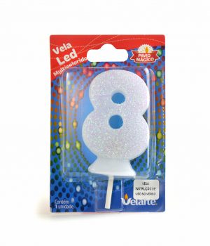 Vela Nmero Led 8 Branca