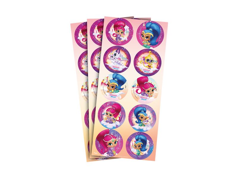 Adesivo Redondo Shimmer E Shine 03 cartelas 30 unidades