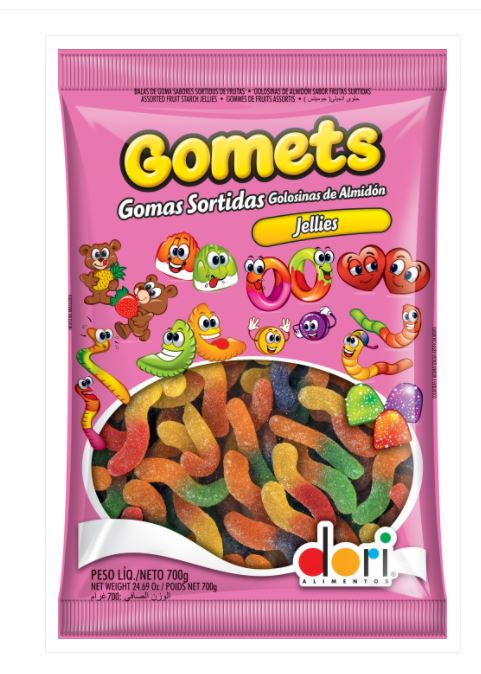 Gomets Goma Minhoca Frutas 700g Unidade