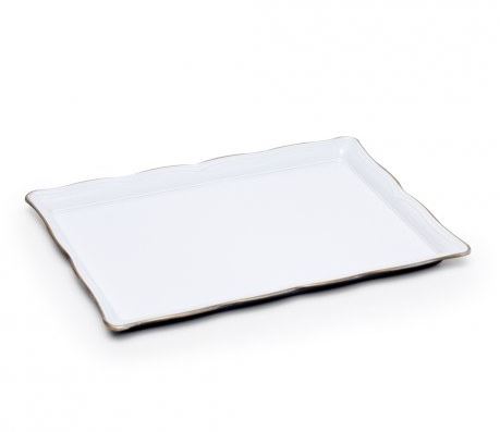 Bandeja Decorativa G 31x21x3 Glitter Branca Unidade