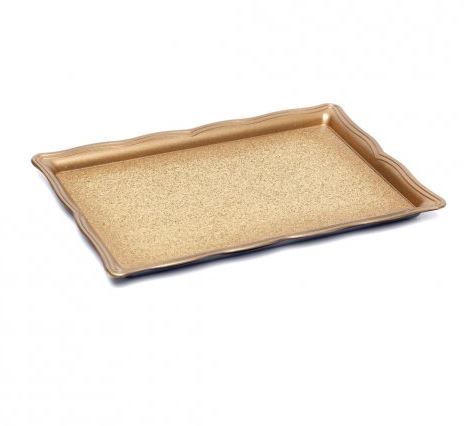 Bandeja Decorativa G 31x21x3 Glitter Dourado Unidade
