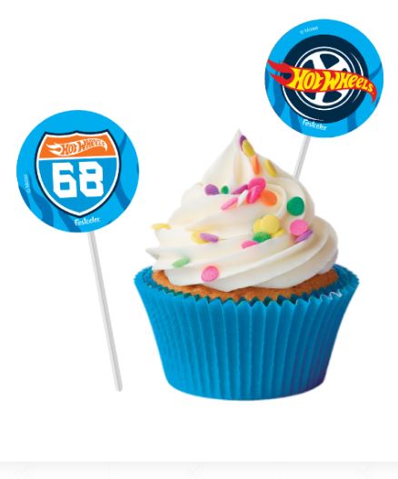 Bandeirinha Para Docinhos Hot Wheels 08 Unidades