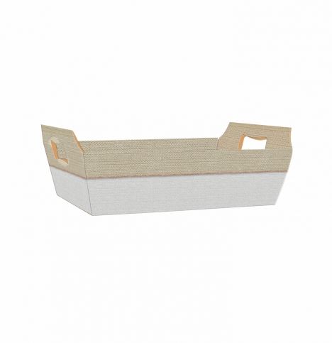 Cesta Carto Vintage 26x18x8,5 Cordel Branco Natural Unidade