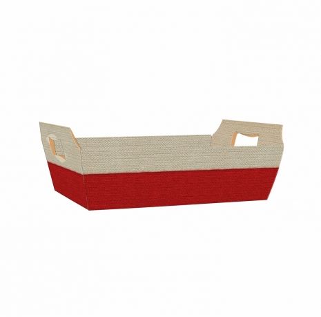 Cesta Carto Vintage 26x18x8,5 Cordel Vermelho Natural Unidade