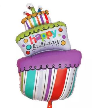 Balo Metalizado Bolo Happy Birthday Unidade