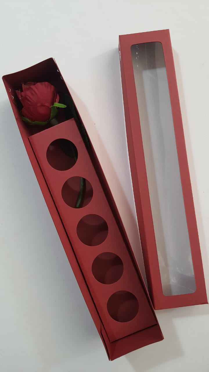 Caixa 05 Bombons Com Visor Vermelha Unidade