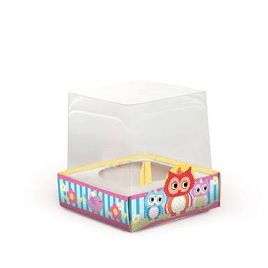 Caixa Para Cupcake Coruja 9x9x9cm 6 unidades