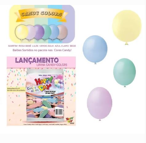 Balo N5 Redondo Candy Colors 50 Unidades
