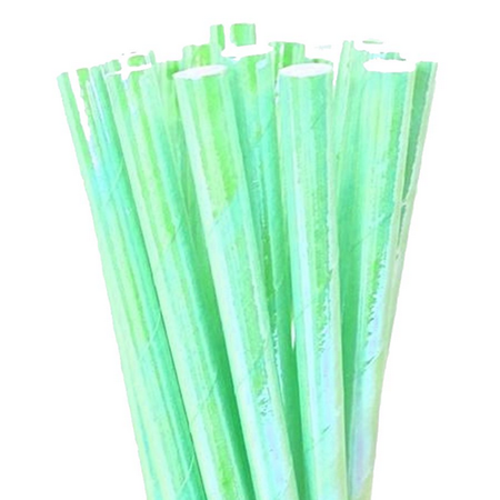 Canudo De Papel Nacarado Azul Turquesa 12 Unidades