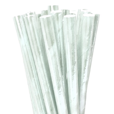 Canudo De Papel Nacarado Azul Turquesa 12 Unidades