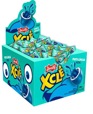 Chiclete Xcle Pinta Lngua Azul 40 Unidades