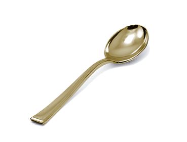Mini Colher Plstico Ouro 10cm 20 unidades